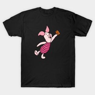 Little Pig with Awareness Ribbon Butterfly (Orange) T-Shirt